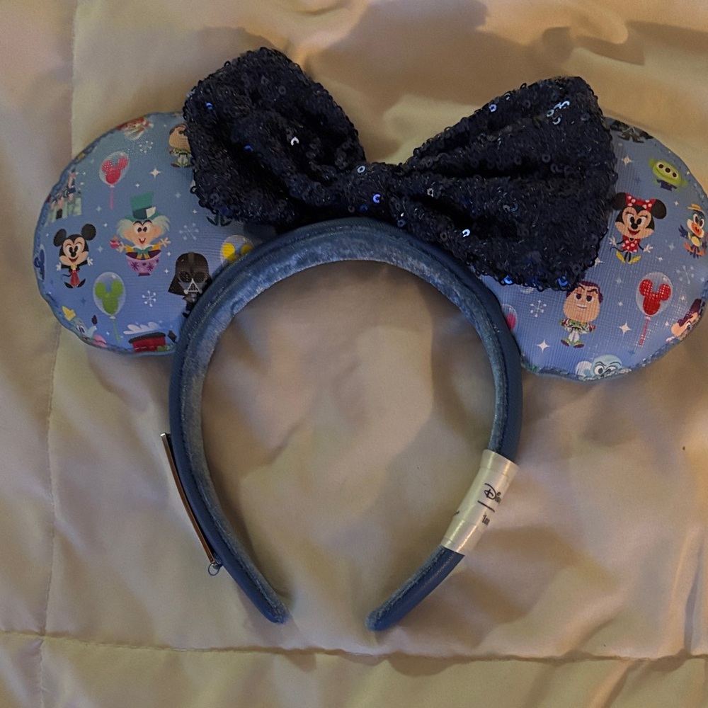 Disney Loungefly Blue Headband with Sequin Bow and Ears